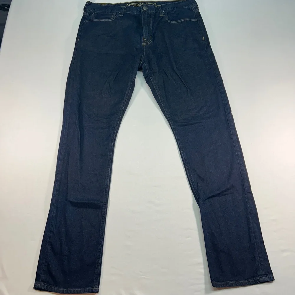 American Eagle Outfitters Slim Straight Dark Wash Jeans Mens 36x34 Stretch Denim